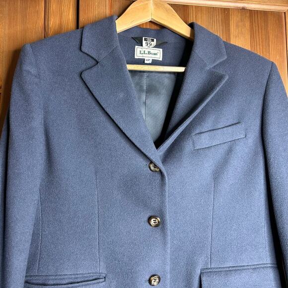 Vintage L.L. Bean Cashmere Wool Blazer Women’s 10P Navy Blue Professional Preppy - Picture 2 of 8